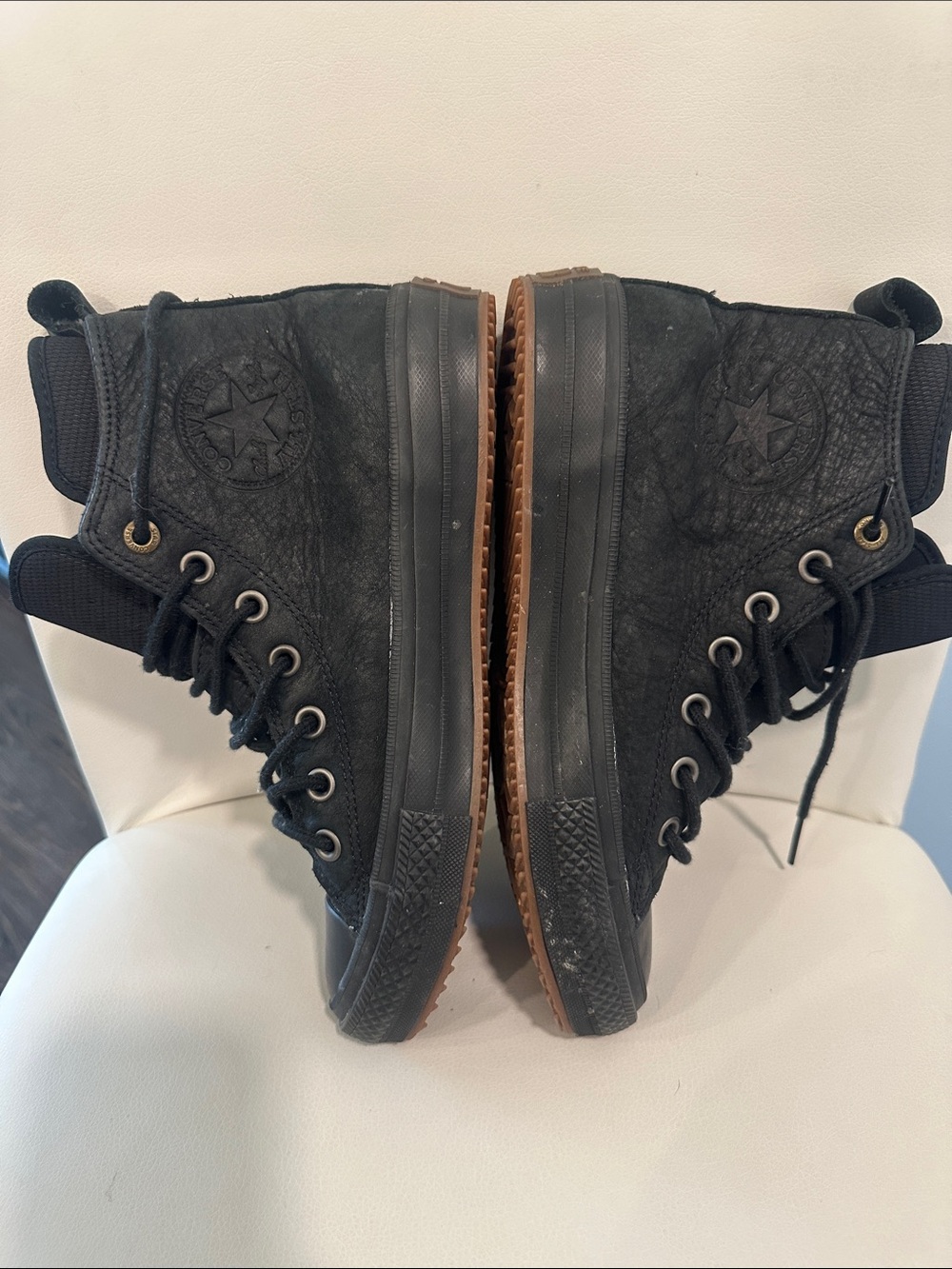 Converse Black High-Top Sneakers with Brown Gum Sole